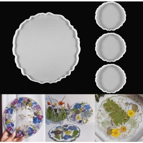 Irregular Round Round Drink Cup Coaster Silicone Casting Mold Fruit Disc Tea Tray Epoxy Resin Mold For Craft Decor Handmade Tool