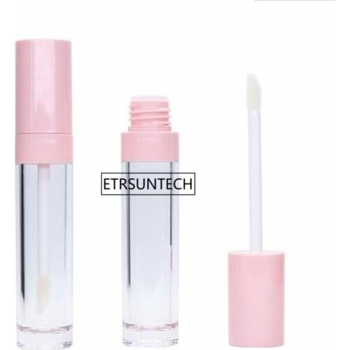100pcs 6.5ml Lip Gloss Tube DIY Containers Empty Cosmetic Makeup Organizer With Pink Lid Round Refillable Bottles F3936