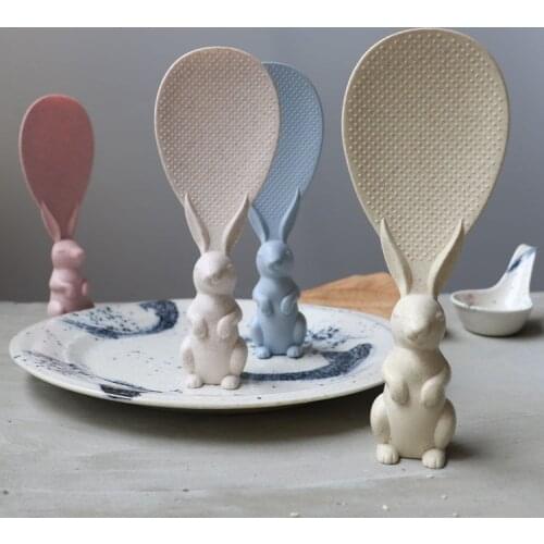 Kitchen Cute Rabbit Non-Stick Rice Hull Nordic Spoons Creative Wheat Tableware Paddle Meal Scoop Cereal Grains Porridge Ladle
