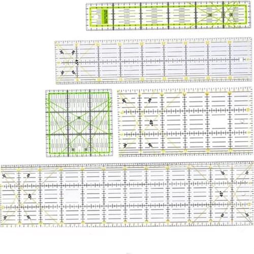 LMDZ 5Pcs/Set Rectangle Patchwork Quilting Drawing Straight Rulers Sewing Tailor Craft Tools