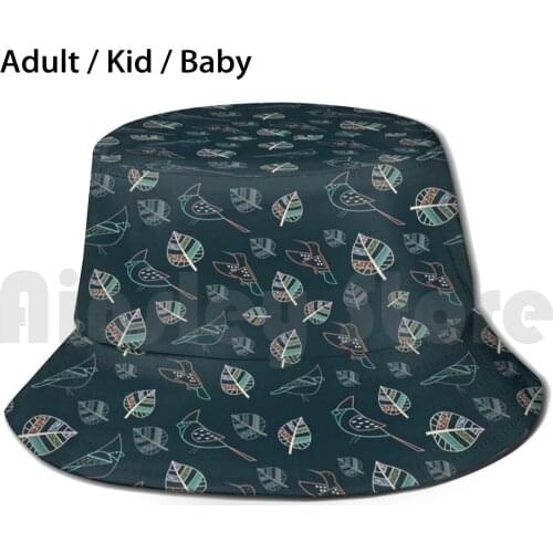 Cartoon Pattern , Seamless Pattern With Birds Bucket Hat Adult kid baby Beach Sun Hats Cartoon Pattern Water Colour