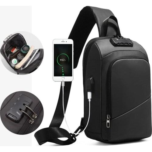 Mens Shoulder Fashion Messenger Bag Sling Small Bag Usb Charging Anti-theft Chest Bag Cross Body Bags Men