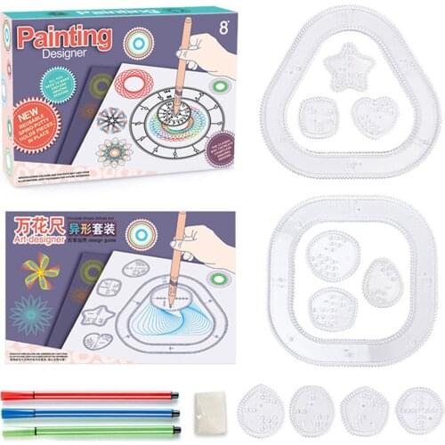 16pcs Spirograph Drawing Toys Set Multifunctional Interesting Puzzle Painting Ruler with Pens for Students Children Kids