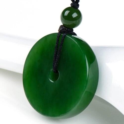Natural Green Hand Carved Ping'an Clasp Jade Pendant Fashion Jewelry Mens and Womens Necklace Gift Accessories