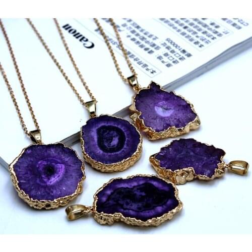 Natural stone gold chrysanthemum white agates Quartz crystal pendant for diy jewelry making necklace Accessories5PCS A4