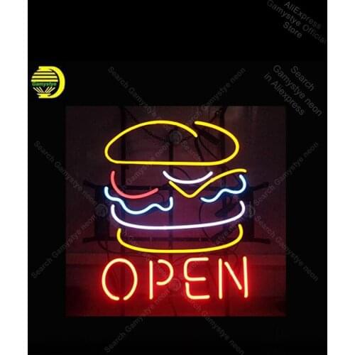 Star neon Lamps Hamburger Open Metal Frame Neon Sign Handicraft Store Real Glass Tube Bar room Personalized Custom Neon Sign