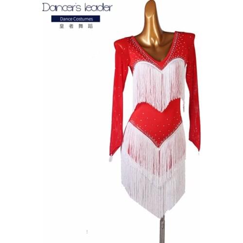 2020 new latin dance dress high-end tassel costume three-step step on Jibat square dance skirt long sleeves