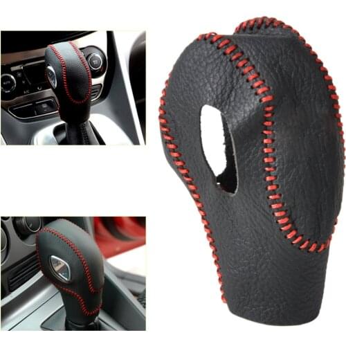 Beler New First layer of leather Gear Shift Knob Cover for Ford Focus 3 Kuga Escape Kuga 2013 Automatic AT