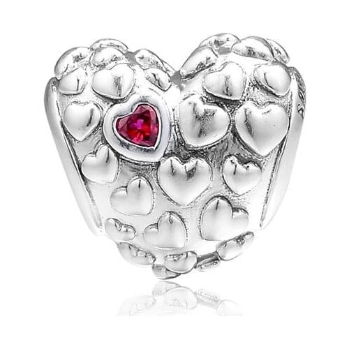 New Red CZ Mom Heart Beads for Silver 925 Bracelets Charms Jewelry Mothers Day Crystal Silver Charm Beads for Jewelry Making