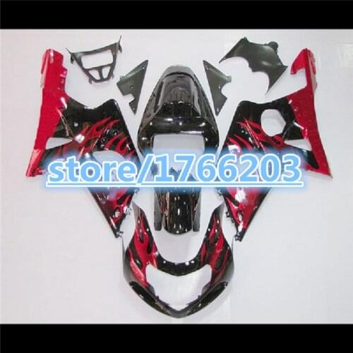 100% Fit Fairing Kit For A GSX-R1000 GSXR1000 GSX R1000 GSXR 1000 K2 K1 00 01 02 2000 2001 2002 red flames black Fairing Ning
