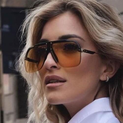 Oversized Sunglasses Women 2020 Luxury Designer Big Semi Rimless Pilot Sun Glasses Men 70s Vintgae Shades Gafas mujer UV400