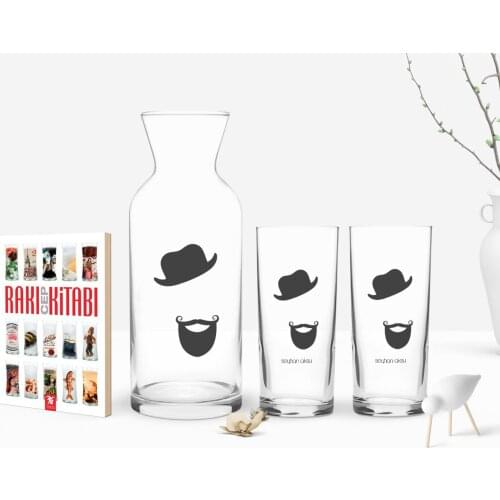 Personalized Colorful Printed Is Dual Arrack Cup Carafe and Pocket Book Gift Seti-132