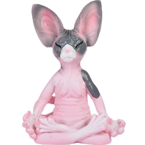 6x4x8cm Whimsical Buddha Cat Figurine Meditation Yoga Happy Cat Decor Art Sculptures Outdoor Garden Statues Figurines 2021