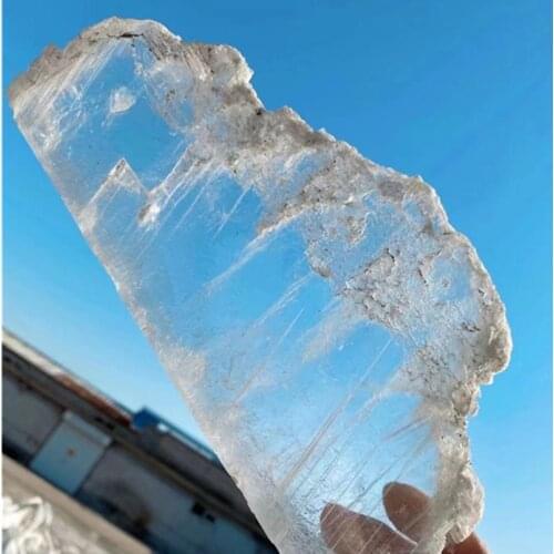 Natural White Raw Selenite Crystal Slab Transparent Gypsum Specimen Healing Reiki Decoration