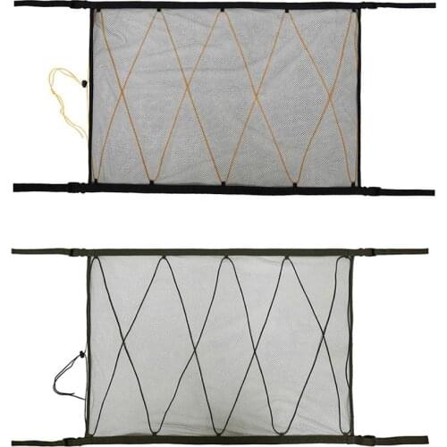 Car Ceiling Storage Net Pocket Universal Car Roof Interior Cargo Net Bag with Drawstring Sundries Storage Bag for Most Vehicles