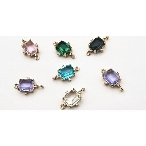 New arrival!20x12mm 50pcs Copper/Crystal cuboid shape Connector for Earring DIY Making, Jewelry Accessories Findings & Component