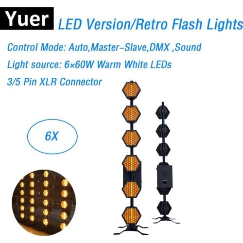 6XLot LED Retro Flash Lights 6X60W Stage Wash Effect Lights DMX Strobe Laser Projector Stage Disco Dj Club Wedding Party Lights
