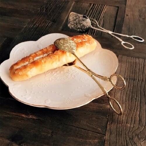 European Retro Carved Food Tong Bread Cake Dessert Pastry Clamp Buffet Barbecue Cake Clip Wedding Party Supplies Baking Tools