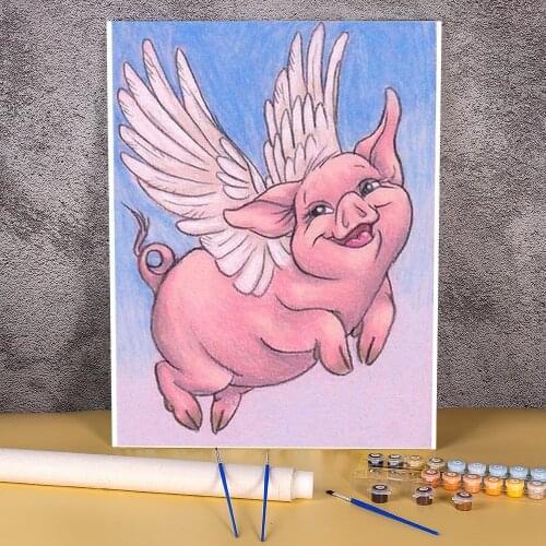 Animal Pig DIY Paint By Numbers Set Oil Paints 50*70 Boards By Numbers Wall Paintings For Wholesale