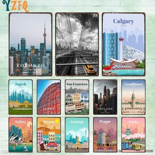 Sydney Havana Hamburg Kyoto City Sign Vintage Metal Plaque Plates Decor For Pub Bar Home Tin Gift Decoration Poster DU-10640B