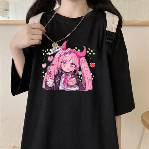 2021 Harajuku cartoon print short sleeve Retro T-shirt women tops Summer streetwear O-neck sweet girls tee shirt y2k