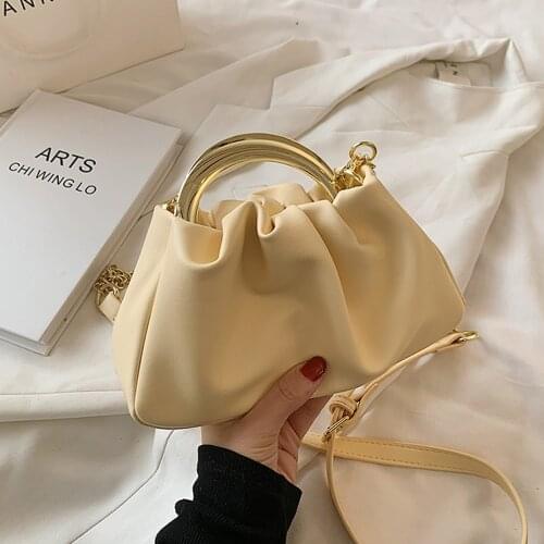 PU Leather Cloud Tote Bags For Women 2021 Solid Color Shoulder Messenger Bag Female Handbags And Purses Travel Totes Soft Clutch