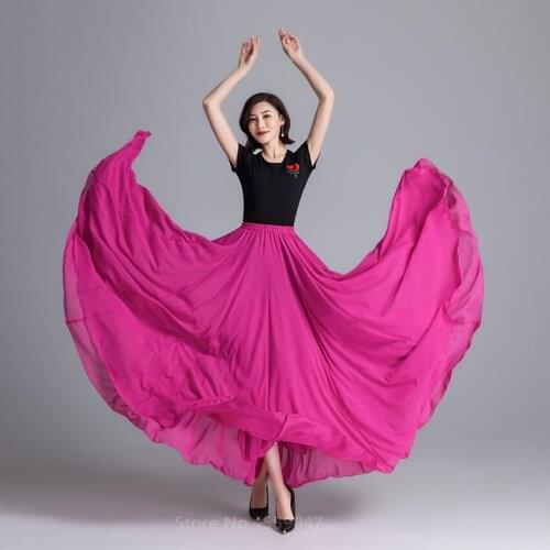 Flamenco Gypsy Skirt Spanish Dancing Costume Women 720Degree Belly Dance Competition Plus Size Big Swing Dress Bullfight 2021