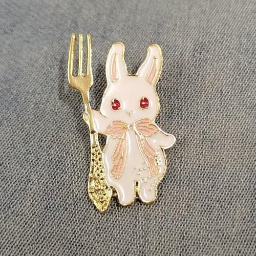 Enamel Pin Custom Pink Rabbit Brooches Bag Packback Clothes Lapel Pin Animal Badge Jewelry Gift For Kids Friend