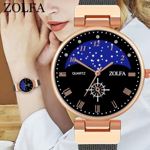 ZOLFA Woman Fashion Casual Alloy Analog Round Wrist Watch Quartz Watches Women Clock reloj mujer Elegant