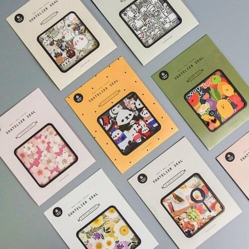 1Pack Diary Decoration Art Paper for DIY Scrapbook Sticker Bag Transparent Nice Gift Cute Cartoon Pattern School Supplies