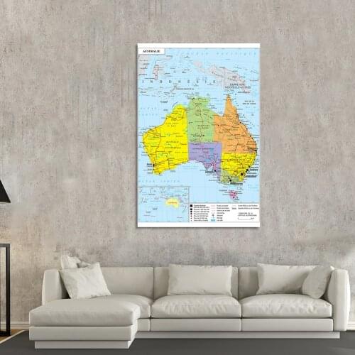 100*150cm The Australia Political and Transportation Map In French Wall Poster Spray Canvas Painting School Supplies Home Decor