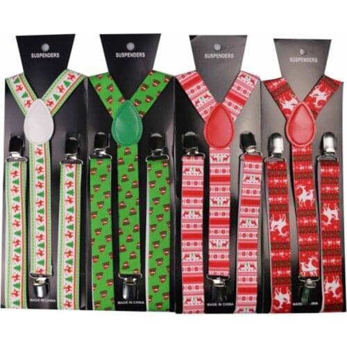 300pcs/lot 2.5*100cm mens adult christmas Suspenders Y-back Adjustable Clip-on Elastic Suspender braces