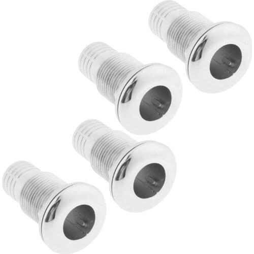 4x Heavy Duty 316 Stainless Steel Marine Boat Thru Hull Fitting 1-inch Hose Barb Connection (Height: Approx. 72mm / 2.83 inch)