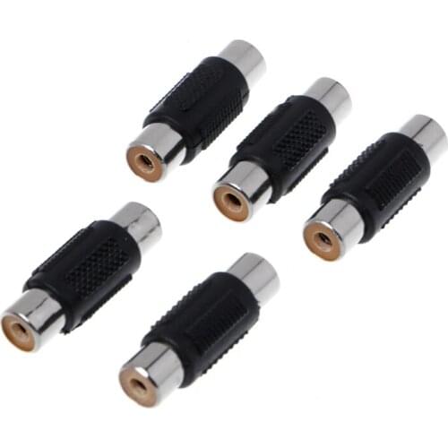 5 Pcs RCA Female to RCA Female Audio Video Cable Jack Plug Adapter Connector