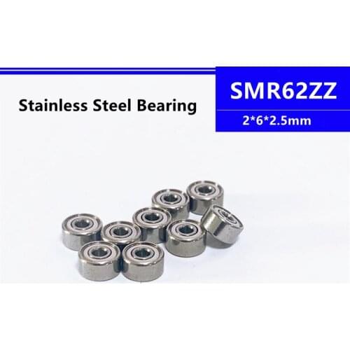 50/100/500pcs SMR62ZZ 2*6*2.5mm stainless steel miniature deep groove ball bearing 2x6x2.5mm SMR62 SMR62Z