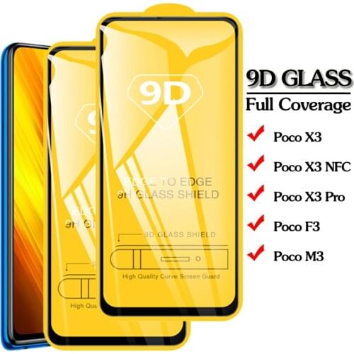 9D 3Pcs Tempered Glass For Xiaomi Poco X3 NFC M3 Pro Film Full Cover Screen protector For Xiaomi poco x3 m3 f3 x3 pro Glass