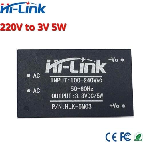 Free shipping 2 pcs/lot HLK-5M03 AC-DC 220V to 3.3V 5W Step Down Buck Power Supply Module Mini Power Module CE