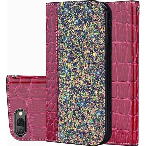 Glitter Bling Phone Cases For Huawei Honor 10 Leather Wallet Magnetic Flip Crocodile Skin Case For Huawei Honor10 Cover 5.84