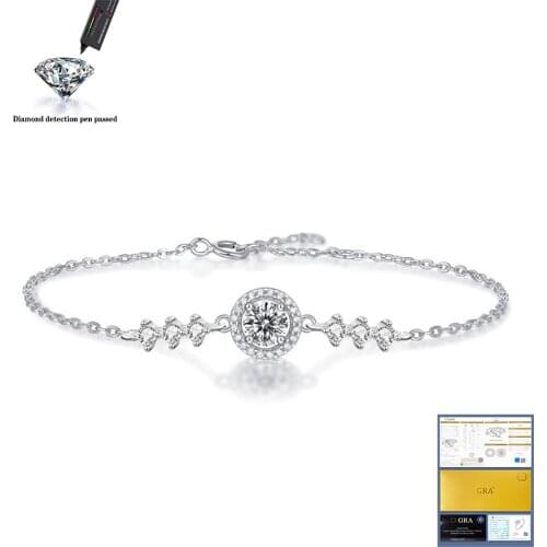 New 925 sterling silver wedding party anniversary 6.5mm 1 carat CT D color moissanite bracelet high quality jewelry