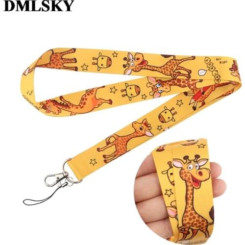 DMLSKY Giraffe interesting animal Lanyard Keychain Lanyards for keys Badge ID Phone Rope Neck Straps Accessories Gifts M4131