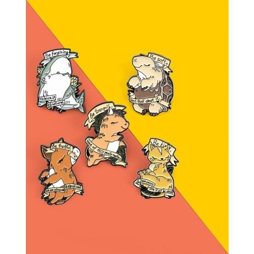 Be softo for giving violenceig natural Whale Horse Turtle Cat Brooches Bag Lapel Pin Cartoon Badge Jewelry Gift for Kids Friends