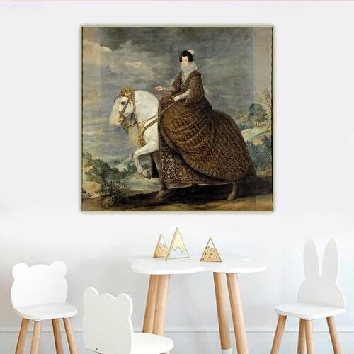 Diego Velazquez《Queen Isabel de Borbon on Horseback》Canvas Art Oil Painting Poster Picture Wall Hanging Decor Home Decoration