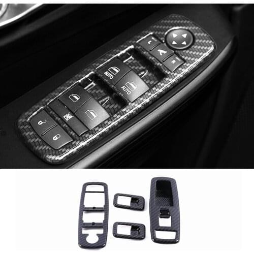 For dodge durango 2017 2018 2019 ABS carbon fibre LHD Door Window glass Lift Control Switch Cover Trims Car Styling Accessories