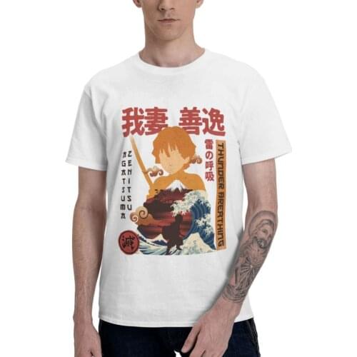 Kimetsu No Yaiba Demon Slayer Anime T-shirt Men T Shirt Short Sleeve Slayer Kamado Nezuko Zenitsu Manga Tshirt 100% Cotton Tee