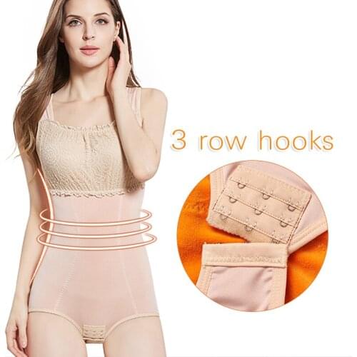 Winter Thermal Bodysuits Lace Tube Tops One-piece Shapewear Women Thickened Plus Velvet Warm Corset Vest Underwear