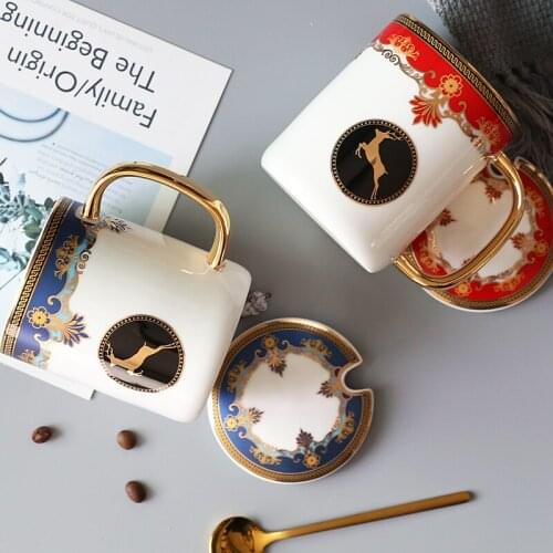 Creative Personality Cup Ceramic Mug with Lid Spoon Trend Drinking Cup for Men and Women Household Coffee Cup