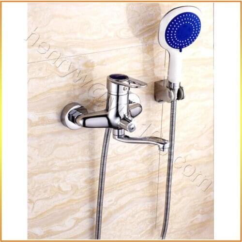 L15792 - Luxury Brass Bath Shower Faucet Chrome Finish Bath Mixer with Hand shower & Hose