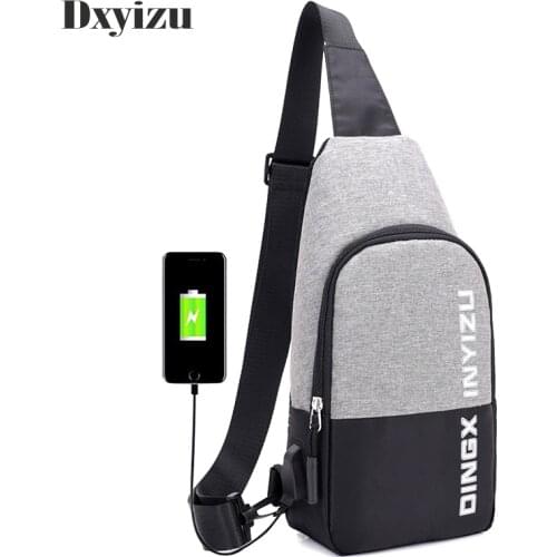 2020 New Men USB Charging Chest Back Pack Single Shoulder Strap Bag Crossbody Bags Male Messenger Bags For Teenager