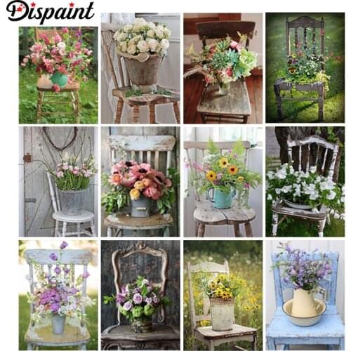 Dispaint 5D Diamond Embroidery Needlework Kit "Flower chair scenery" Diy Diamond Painting Cross Stitch Home Decoration Gift
