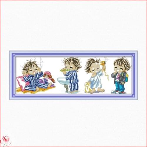 Cross-Stitch Sets Cute Baby Printed Embroidery Kits Handmade Decoration Stamped 14CT 11CT Fabric Gift Embroidery Needlework Kit